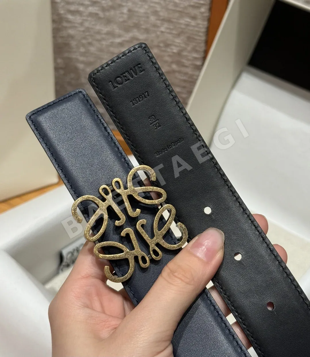 로에베 아나그램 양면 가죽 벨트 상세 이미지 6