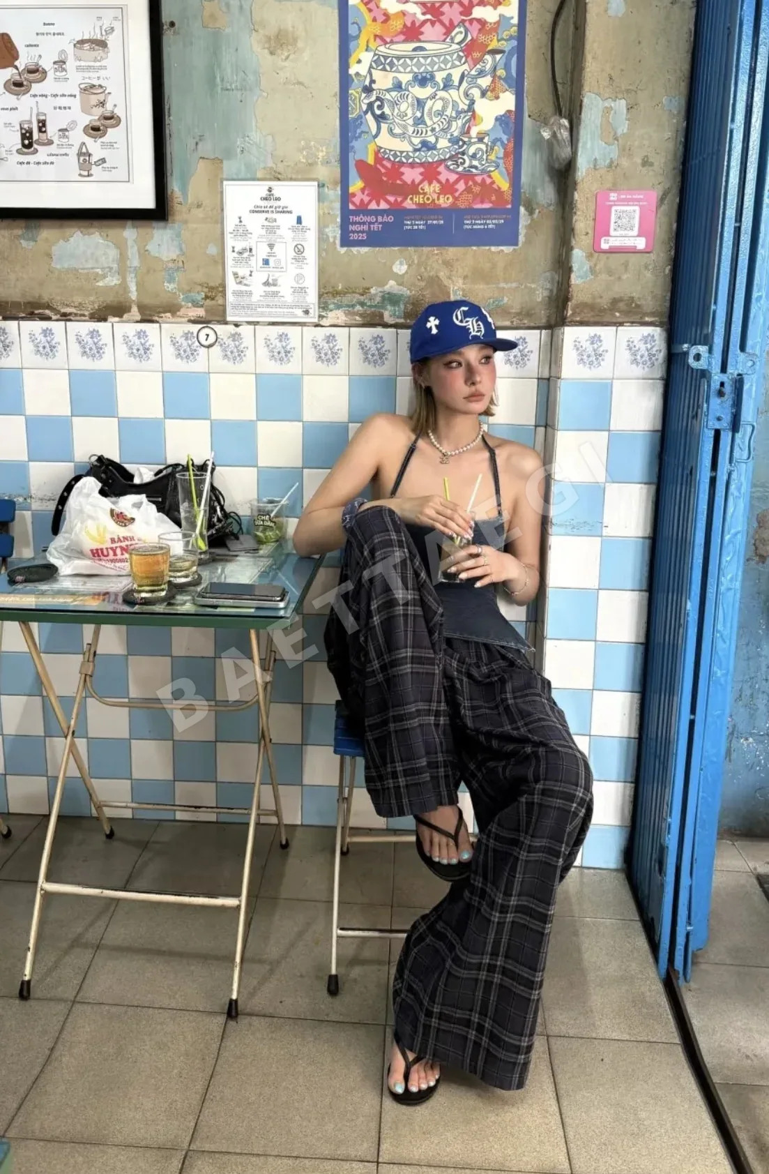 크롬하츠 파란 십자 문양 야구모자 상세 이미지 10