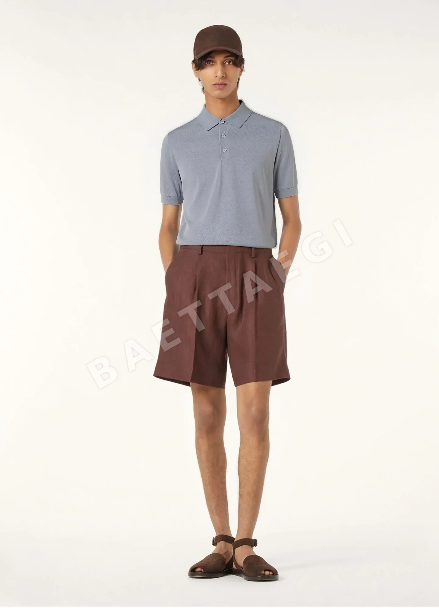 로로피아나 뽕나무 실크 혼방 남성 반팔 티셔츠 114978
