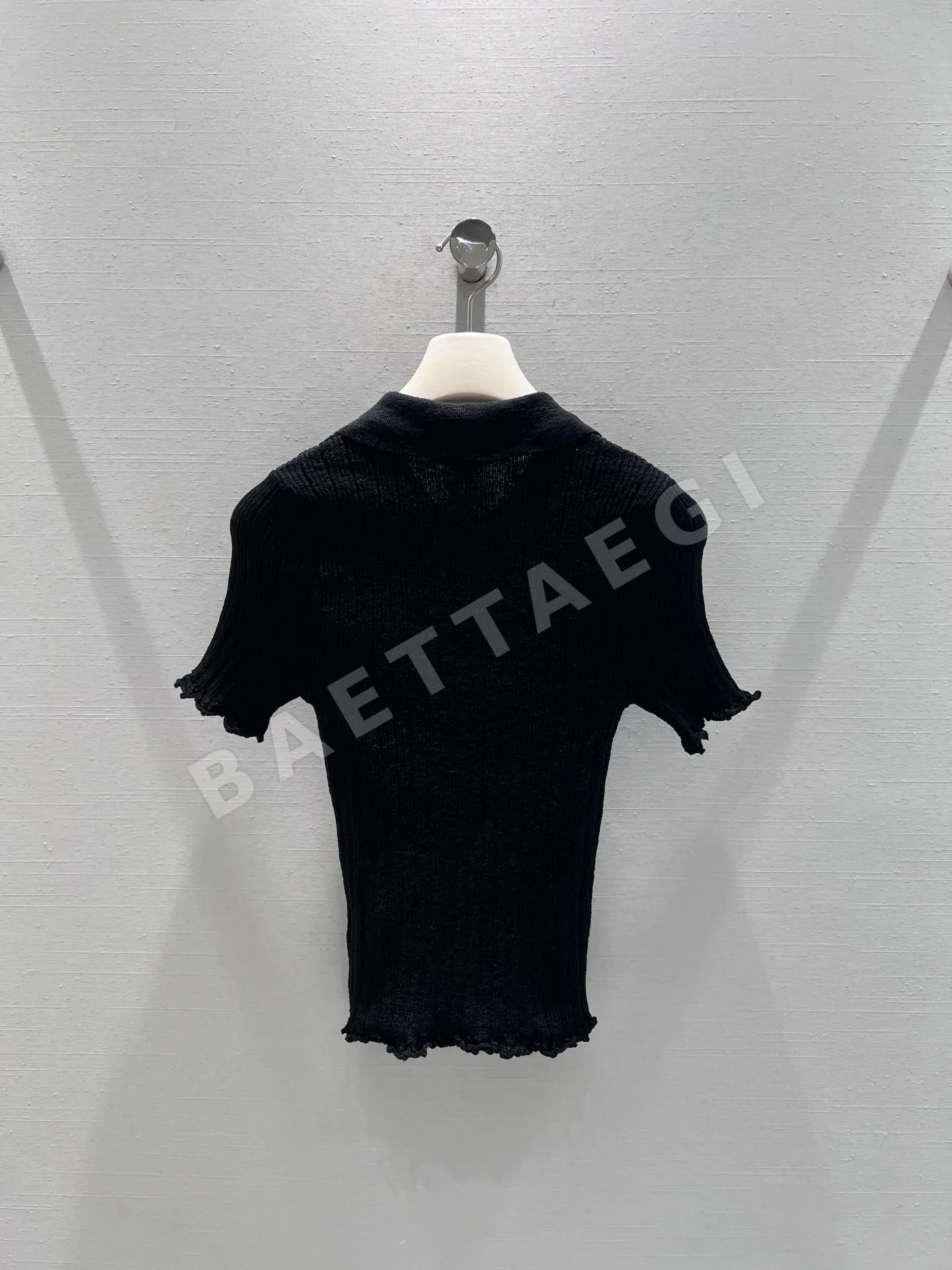 샤넬 프릴 카라 반팔 니트 티셔츠 상세 이미지 2