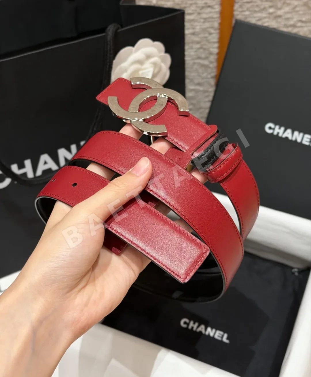 샤넬 더블 C 버클 가죽 벨트 상세 이미지 2
