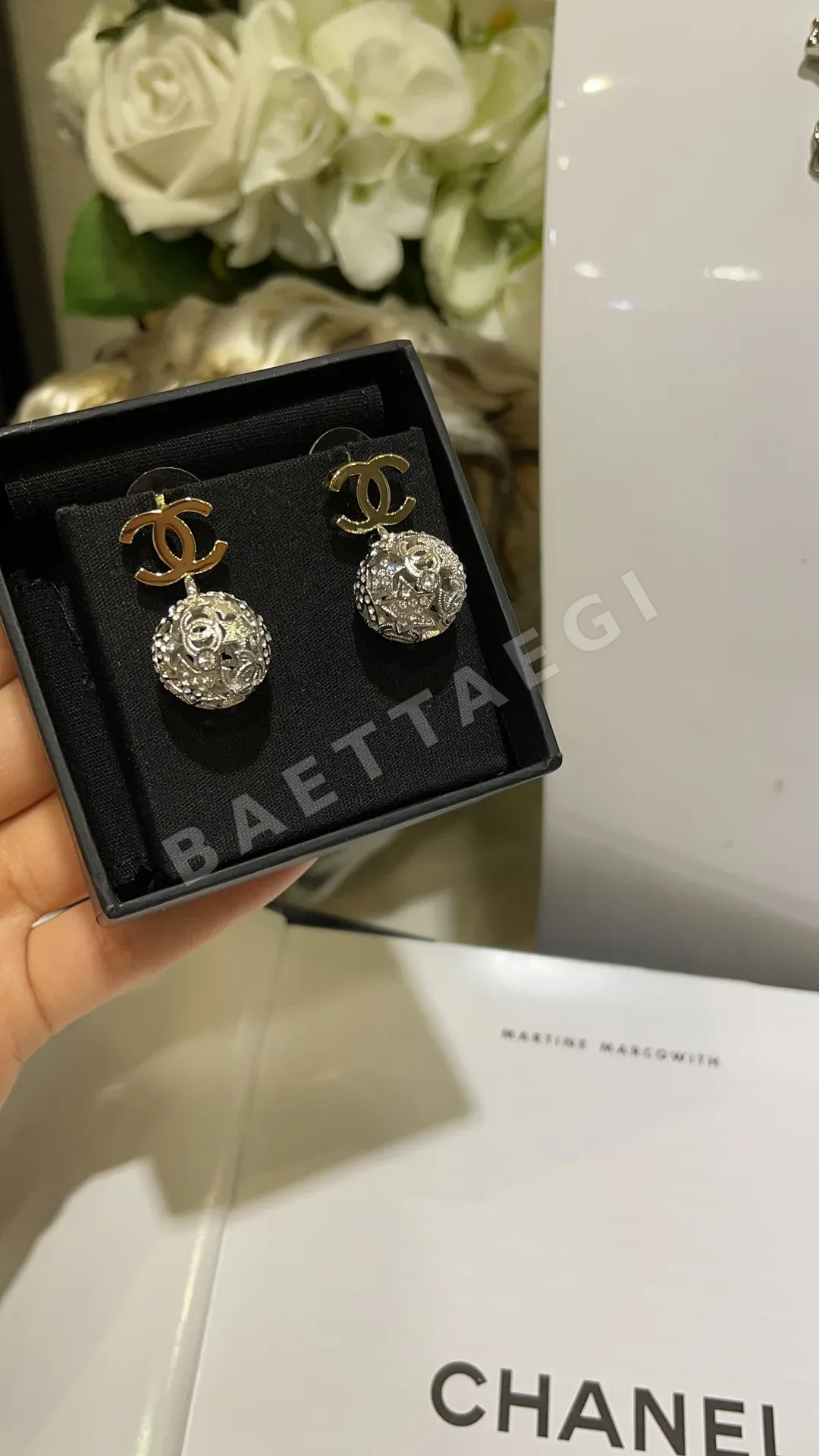 샤넬 골드 더블 C 별 모양 실버 귀걸이 153817
