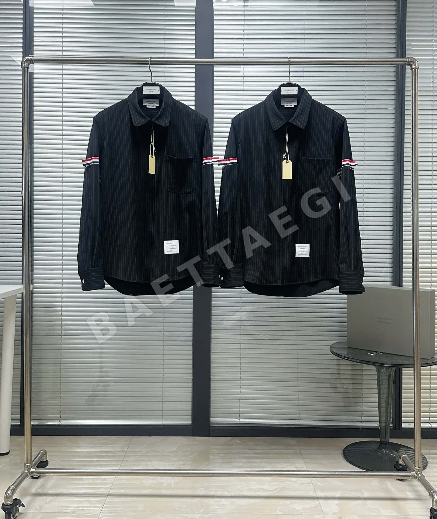 톰브라운 더블 슬리브 울 혼방 셔츠 재킷 긴팔 46567